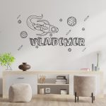 Sticker Decorativ Personalizat cu Nume - Galaxie, 90x47 cm, Negru, Oracal - imagine 5