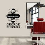 Sticker Decorativ Personalizat Salon Barber Shop / Frizerie, 47x68 cm, Negru, Oracal - imagine 4