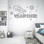Sticker Decorativ Personalizat cu Nume - Galaxie, 90x47 cm, Negru, Oracal