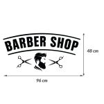 Sticker Decorativ Salon Barber Shop / Frizerie, 48x96 cm, Negru, Oracal - imagine 2