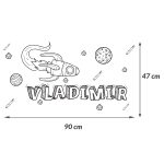 Sticker Decorativ Personalizat cu Nume - Galaxie, 90x47 cm, Negru, Oracal - imagine 2