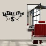 Sticker Decorativ Salon Barber Shop / Frizerie, 48x96 cm, Negru, Oracal - imagine 3