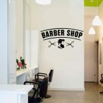 Sticker Decorativ Salon Barber Shop / Frizerie, 48x96 cm, Negru, Oracal - imagine 4