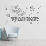 Sticker Decorativ Personalizat cu Nume - Galaxie, 90x47 cm, Negru, Oracal - imagine 3