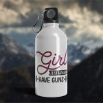 Bidon Sport din Aluminiu Emailat "Girl Just Wanna Have Guns" 500ml