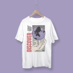 Tricou Alb Unisex Model Artistic "Discover"