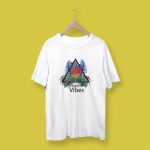 Tricou Alb Unisex Model Artistic "Tropical Vibes"
