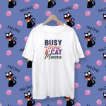Tricou Alb Unisex Model Artistic "Busy Being A Cat Mama"
